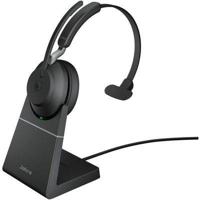 Jabra Evolve2 65 MS Mono Bluetooth Headset, Black Link 380 USB-A and Charging Stand USB-A, Passive Noise-cancelling, 2ys Warranty, 3-Microphone Call